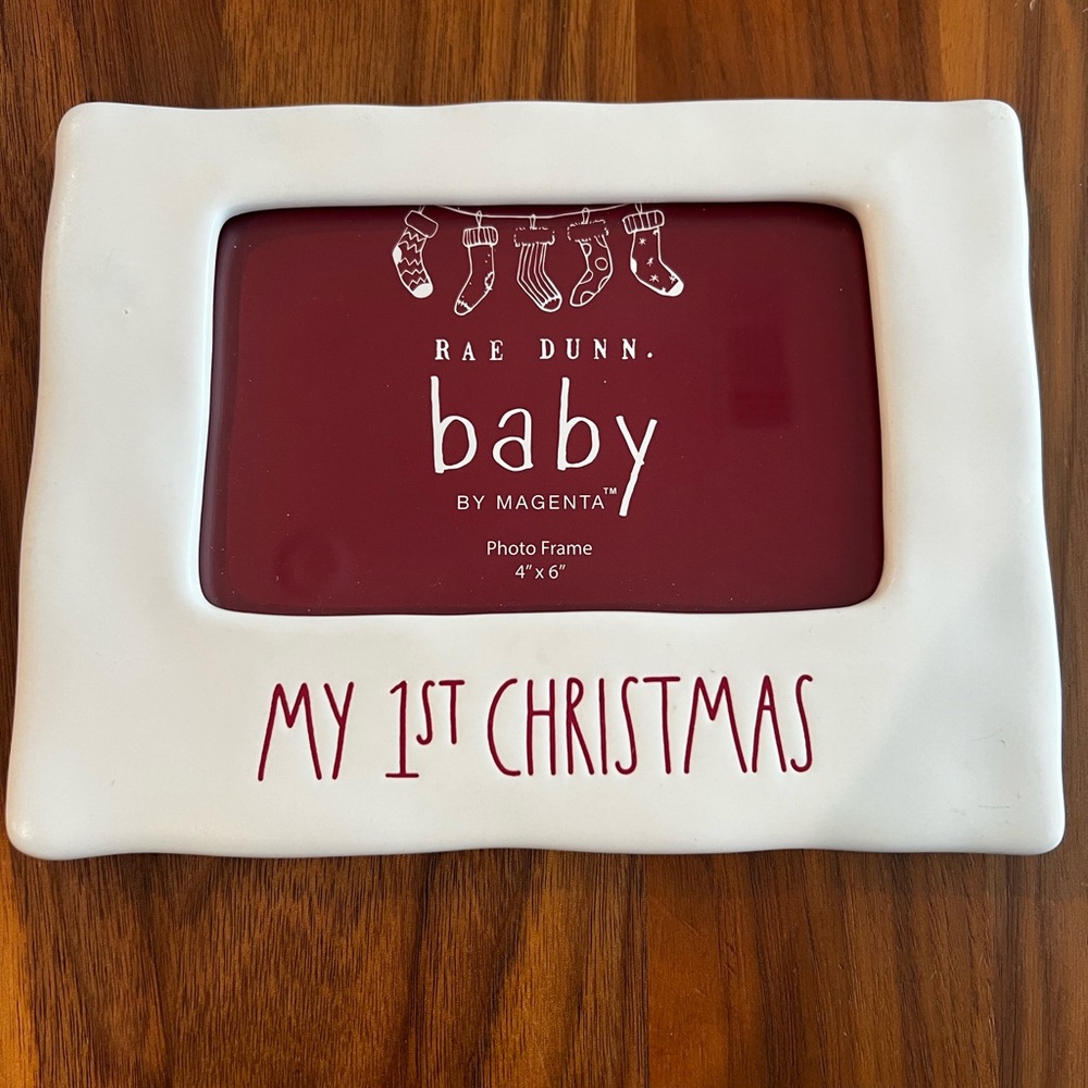 Rae Dunn Baby My 1st Christmas Frame - White and Red